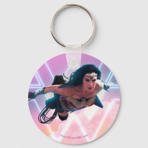 WW84   Wonder Woman Flying Lo Fi Pastel Graphic Key Ring