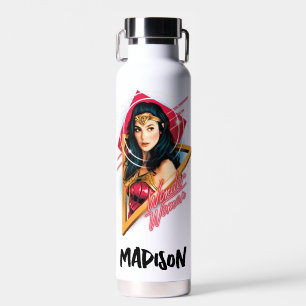 WW84   Wonder Woman Retrowave   Add Your Name Water Bottle