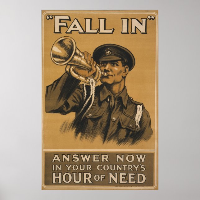 WW I Bugle Call ~Fall In Poster (Front)