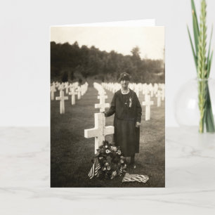 WWI American Mother at her sons grave in France Card