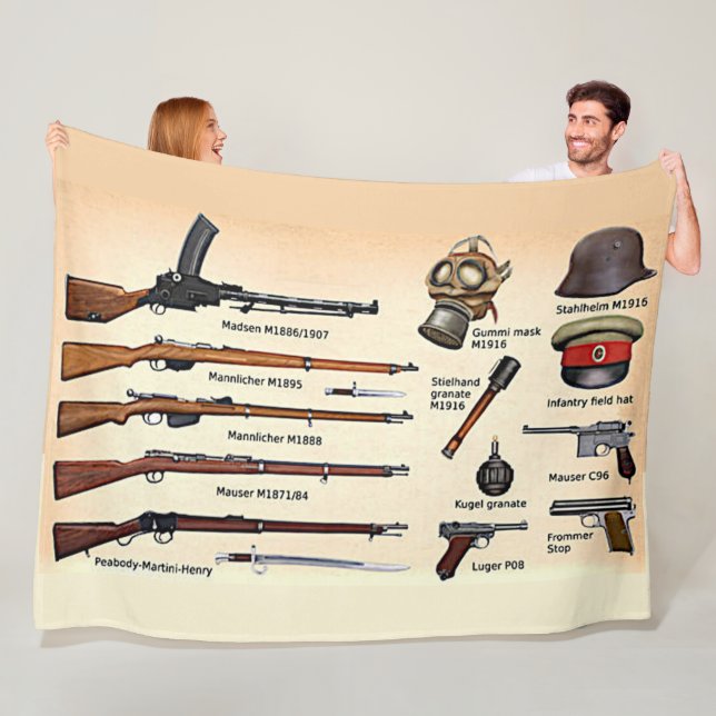 WWI GERMAN MILITARY EQUIPMENT FLEECE BLANKET (In Situ)