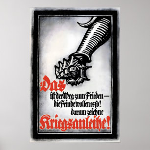 WWI German Propaganda Poster Iron Fist! The way to