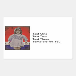 WWI Girl in Flag Dress Rectangular Sticker