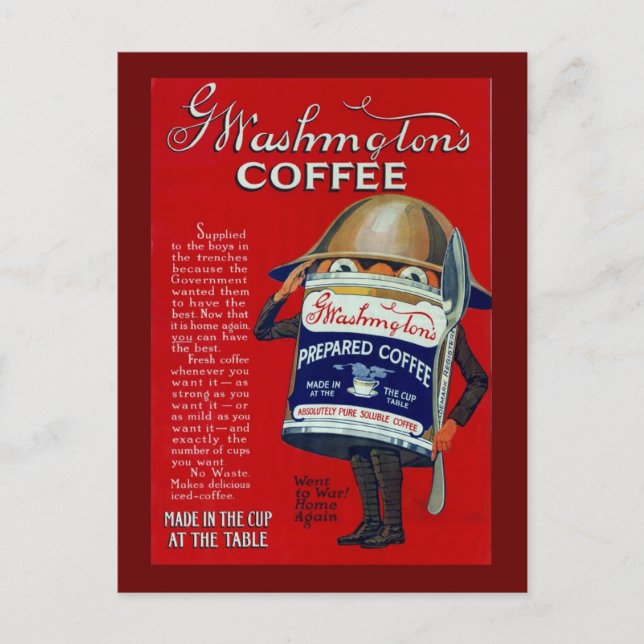 WWI Instant Coffee Ad Postcard (Front)