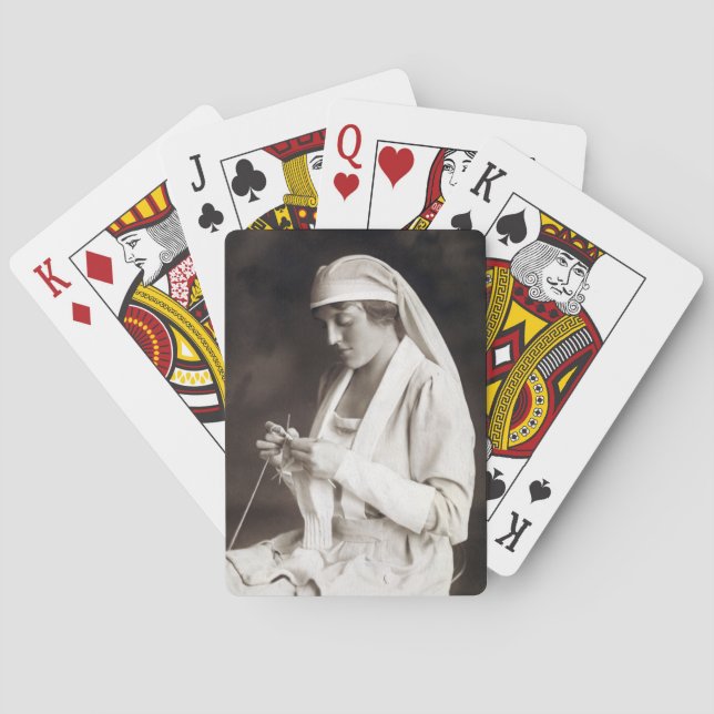 WWI Nurse knitting Sweater Playing Cards (Back)