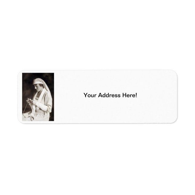 WWI Nurse knitting Sweater Return Address Label (Front)