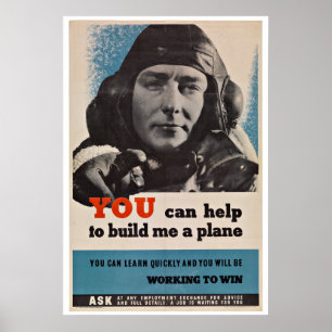 WWII Aircraft Pilot - Vintage Patriotism Poster
