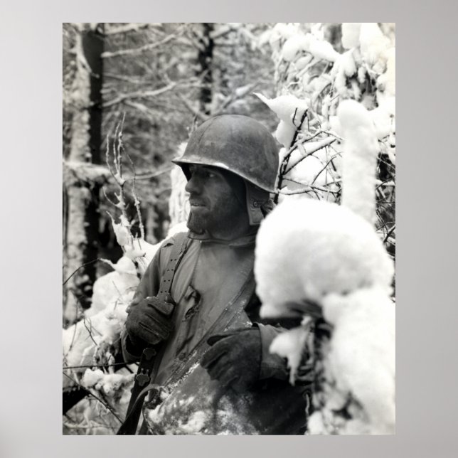 WWII American Soldier in Bastogne Poster (Front)