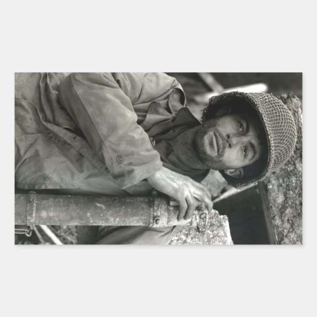 WWII American Soldier in Hurtgen Forest Rectangular Sticker (Front)