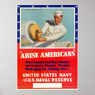 WWII Arise Americans Poster