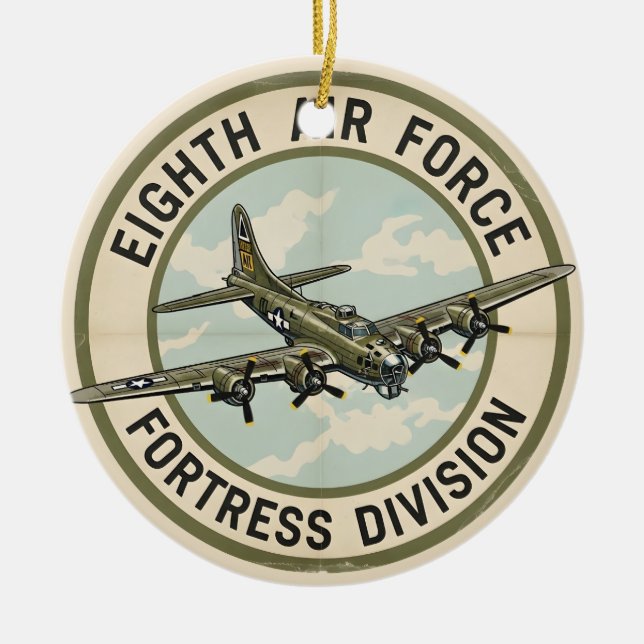 WWII B-17 Eighth Air Force Fortress Division Ceramic Ornament (Front)