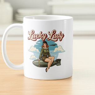 WWII Bomber "Lucky Lady" Nose Art Coffee Mug