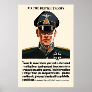 WWII British Propaganda Poster Mock German Officer