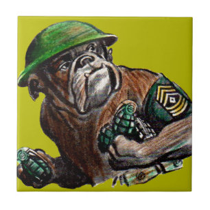 WWII bulldog dog soldier Sgt. Rover Ceramic Tile