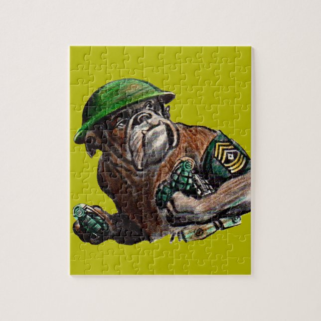 WWII bulldog dog soldier Sgt. Rover Jigsaw Puzzle (Vertical)