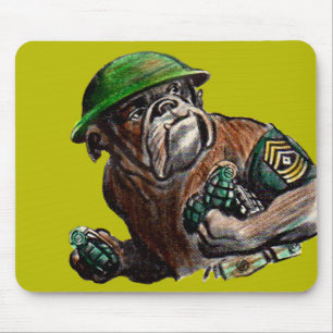 WWII bulldog dog soldier Sgt. Rover Mouse Pad