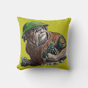 WWII bulldog dog soldier Sgt. Rover Outdoor Cushion