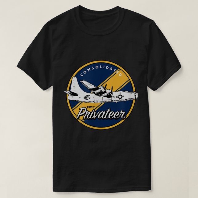 WWII Consolidated PB4Y2 Privateer Veteran Veterans T-Shirt (Design Front)