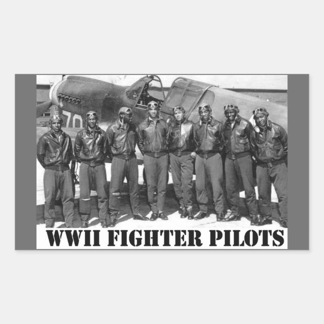 WWII FIGHTER PILOTS RECTANGULAR STICKER (Front)