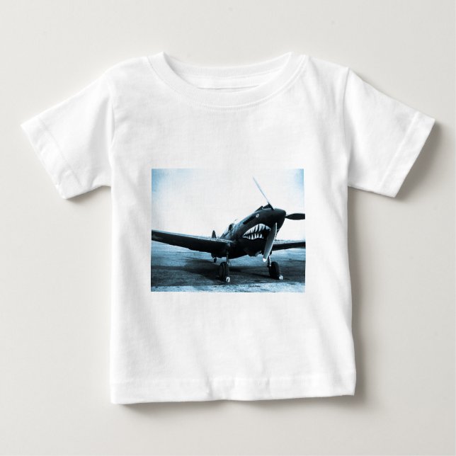 WWII Flying Tigers Curtiss P-40 Fighter Plane Baby T-Shirt (Front)