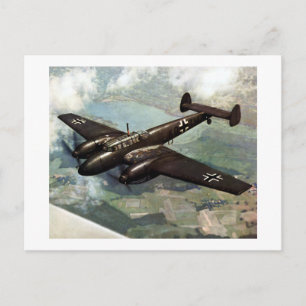 WWII German Bf-110 in Flight Postcard