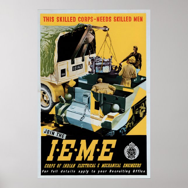 WWII India Recruitment Poster Corps of Electrical (Front)