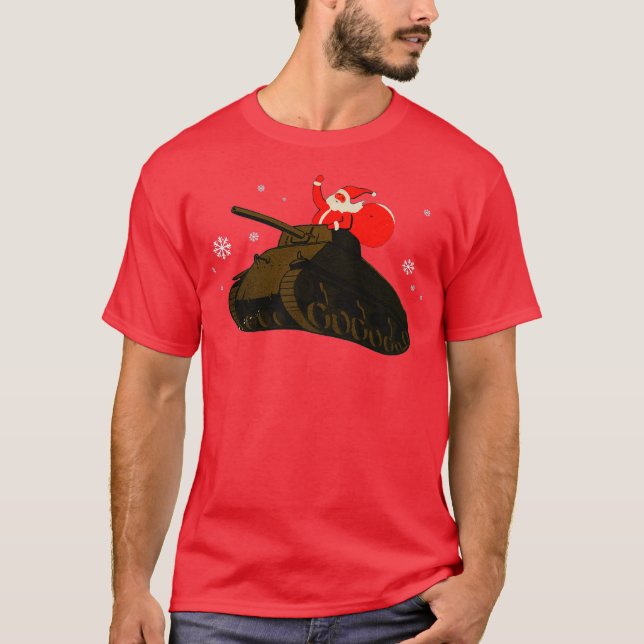 WWII M4 Sherman tank and Santa Claus Retro (Front)