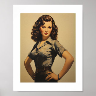WWII Mechanic Vintage Pinup Girl Poster