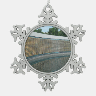 WWII Memorial Freedom Wall in Washington DC Snowflake Pewter Christmas Ornament