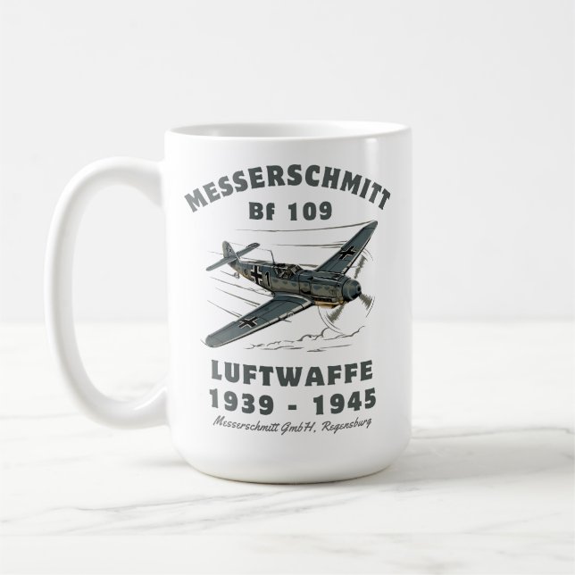 WWII Messerschmitt Bf 109 Luftwaffe Coffee Mug (Left)