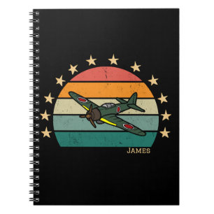 WWII Military Fighter War Aeroplane Retro Notebook