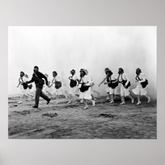 WWII Military Nurses ~ Gas Mask Training Poster