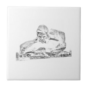 WWII Monument Fortress Architecture Sketch Ceramic Tile