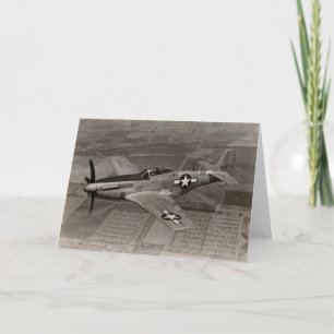 WWII P-51 Mustang in Flight Card
