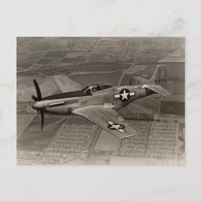 WWII P-51 Mustang in Flight Postcard (Front)