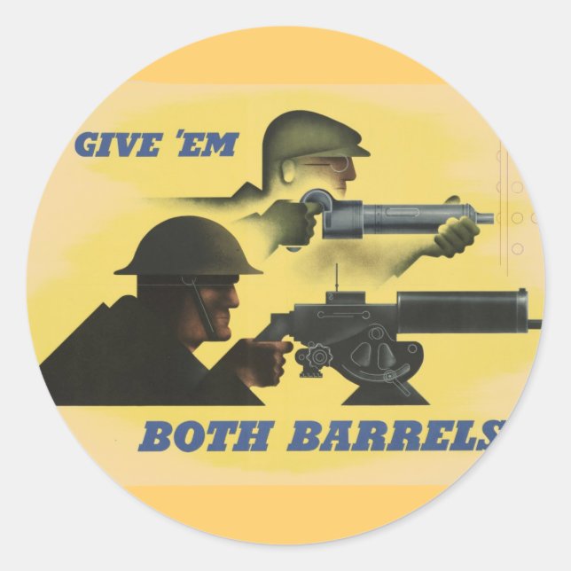 WWII Patriotic Poster Classic Round Sticker (Front)