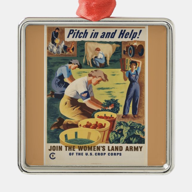 WWII Patriotic Poster Ornament (Front)