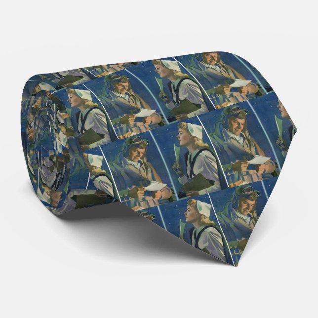 WWII pilot and nurse long distance romance Tie (Rolled)