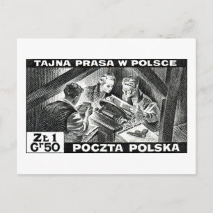 WWII Polish Underground Press Postcard