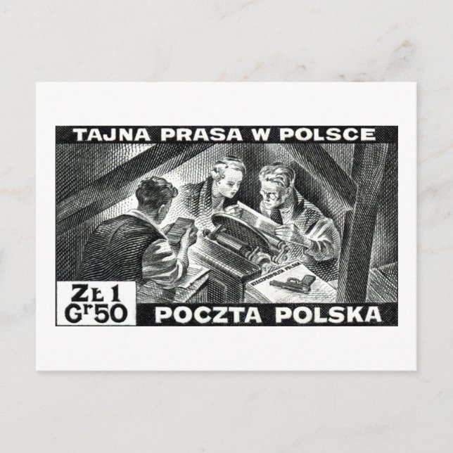 WWII Polish Underground Press Postcard (Front)