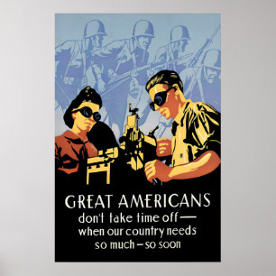 WWII Propaganda Poster Americans Patriotic Art