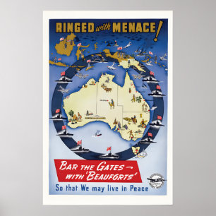 WWII Propaganda Poster Ringed with Menace