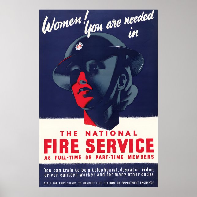 WWII Propaganda Poster Women Join Fire Brigade (Front)