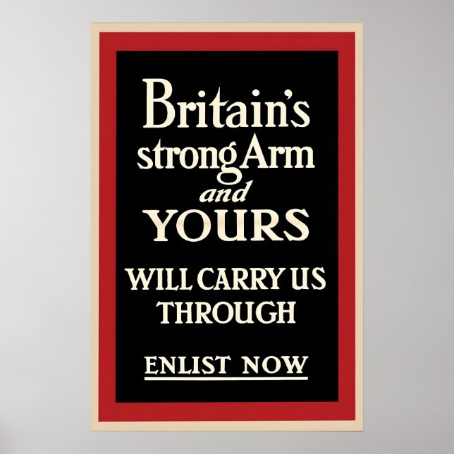 WWII Recruitment Poster Britain's Strong Arms (Front)