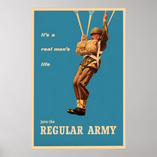 WWII Recruitment Poster British Army Paratrooper (Front)