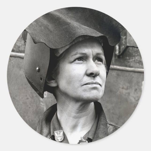 WWII Rosie the Riveter Classic Round Sticker (Front)