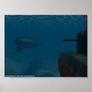 WWII Sub Battle Poster