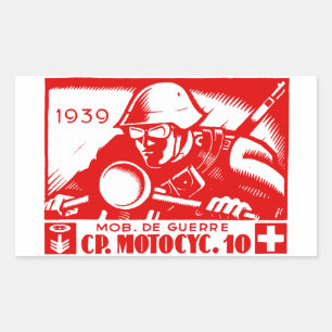WWII Swiss Motorcycle Company Rectangular Sticker
