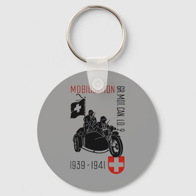 WWII Swiss Recon Motorcycle Key Ring (Front)