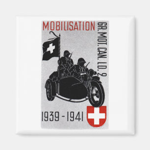WWII Swiss Recon Motorcycle Magnet